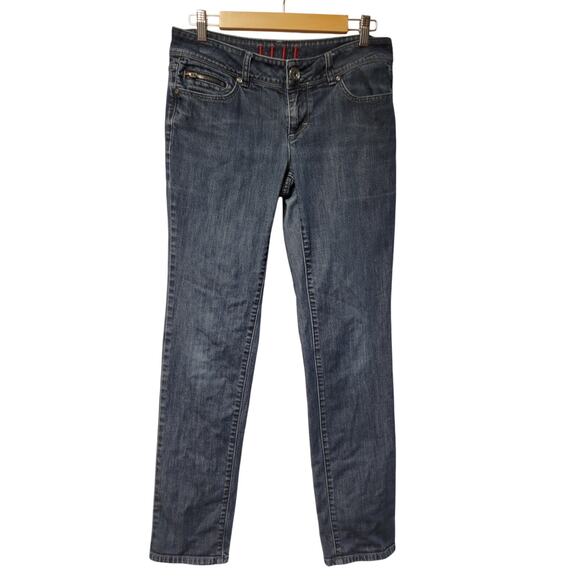 Elle Medium Wash Tapered Leg Jeans Women's 8R Low Rise Y2K Going Out Outdoors - Picture 1 of 7
